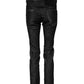 Black Washed Cotton Mid Waist Skinny Jeans