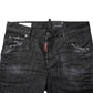 Black Washed Cotton Mid Waist Skinny Jeans
