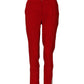 Red Wool Mid Waisted Tapered Pants