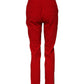 Red Wool Mid Waisted Tapered Pants