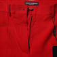 Red Wool Mid Waisted Tapered Pants