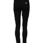 Black Cotton Skinny Mid Waisted Denim Jeans