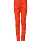 Orange Cotton High Waisted Denim Jeans