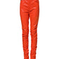 Orange Cotton High Waisted Denim Jeans