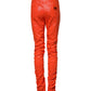Orange Cotton High Waisted Denim Jeans