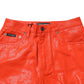 Orange Cotton High Waisted Denim Jeans