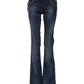 Blue Cotton Mid Waist Wide Leg Denim Jeans