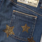 Blue Cotton Mid Waist Wide Leg Denim Jeans