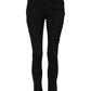 Black Skinny Cotton Mid Waisted Denim Jeans