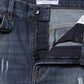 Blue Washed Cotton High Waisted Denim Jeans
