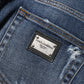 Blue Washed Cotton High Waisted Denim Jeans