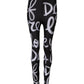 Black Polyester Logo Print Mid Waisted Pants