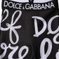 Black Polyester Logo Print Mid Waisted Pants