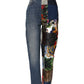 Blue AMBER Patchwork High Waist Denim Jeans