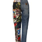 Blue AMBER Patchwork High Waist Denim Jeans