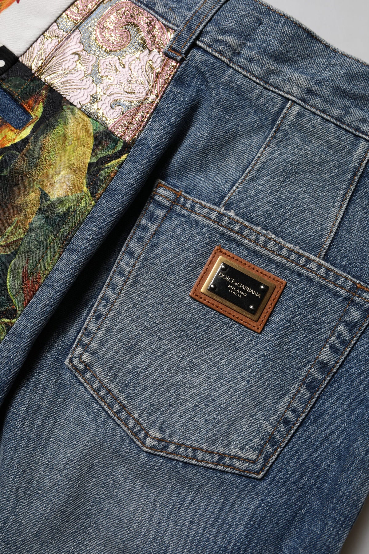 Blue AMBER Patchwork High Waist Denim Jeans