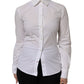 White Cotton Collared Long Sleeves Top Shirt