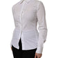 White Cotton Collared Long Sleeves Top Shirt