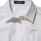 White Cotton Collared Long Sleeves Top Shirt