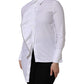 White Cotton Collared Long Sleeves Ruffle Top Shirt