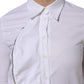 White Cotton Collared Long Sleeves Ruffle Top Shirt