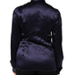 Dark Purple Silk Ascot Collared Blouse Top