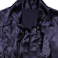 Dark Purple Silk Ascot Collared Blouse Top