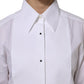 White Cotton Long Sleeves Collared Top Shirt