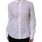 White Cotton Long Sleeves Collared Top Shirt