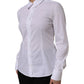 White Cotton Long Sleeves Collared Top Shirt