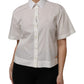 White Cotton Short Sleeves Collared Top Shirt