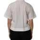White Cotton Short Sleeves Collared Top Shirt