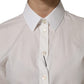 White Cotton Short Sleeves Collared Top Shirt