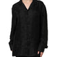 Black Silk DG Embroidery Long Sleeves Top