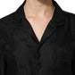 Black Silk DG Embroidery Long Sleeves Top