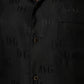 Black Silk DG Embroidery Long Sleeves Top