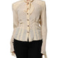 Light Yellow Silk Ascot Collared Blouse Top