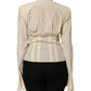 Light Yellow Silk Ascot Collared Blouse Top
