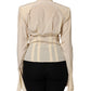 Light Yellow Ascot Collar Buttoned Blouse Top