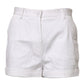 White Cotton Mid Waist Women Bermuda Shorts
