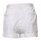 White Cotton Mid Waist Women Bermuda Shorts