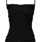 Black Wool Sleeveless Square Neck Tank Top