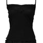 Black Wool Sleeveless Square Neck Tank Top