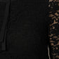 Black Nylon Lace Long Sleeve Blouse Top