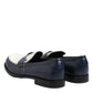 Black White Leather Slip On Loafers Men Dress Shoes