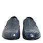 Blue Exotic Leather Slip On Loafers Men Dress Shoes