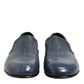 Blue Exotic Leather Slip On Loafers Men Dress Shoes