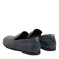 Blue Exotic Leather Slip On Loafers Men Dress Shoes