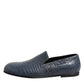 Blue Exotic Leather Slip On Loafers Men Dress Shoes