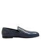 Blue Exotic Leather Slip On Loafers Men Dress Shoes